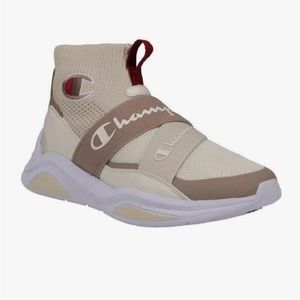 NEW Champion Lady Legend V Over High Top White Cream Brown Sneakers Size 9